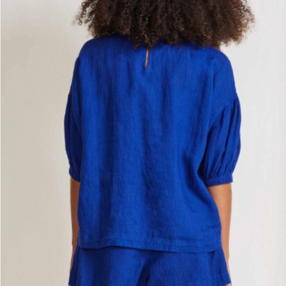 APIECE APART-  Delle tee- royal blue linen top - Picture 2 of 11